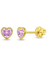 outstanding 4mm bazel set pink cubic zirconia birthstone baby earrings